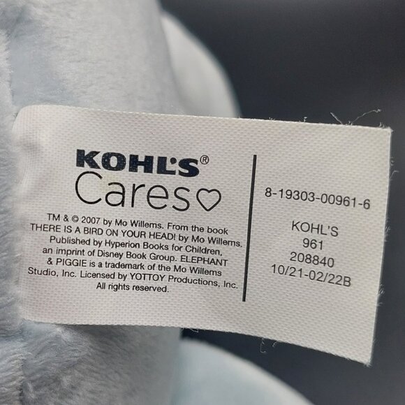 Kohl's Cares Mo Willems Gerald The Elephant Plush 12" Stuffed Animal Plush 2007 - Picture 3 of 3